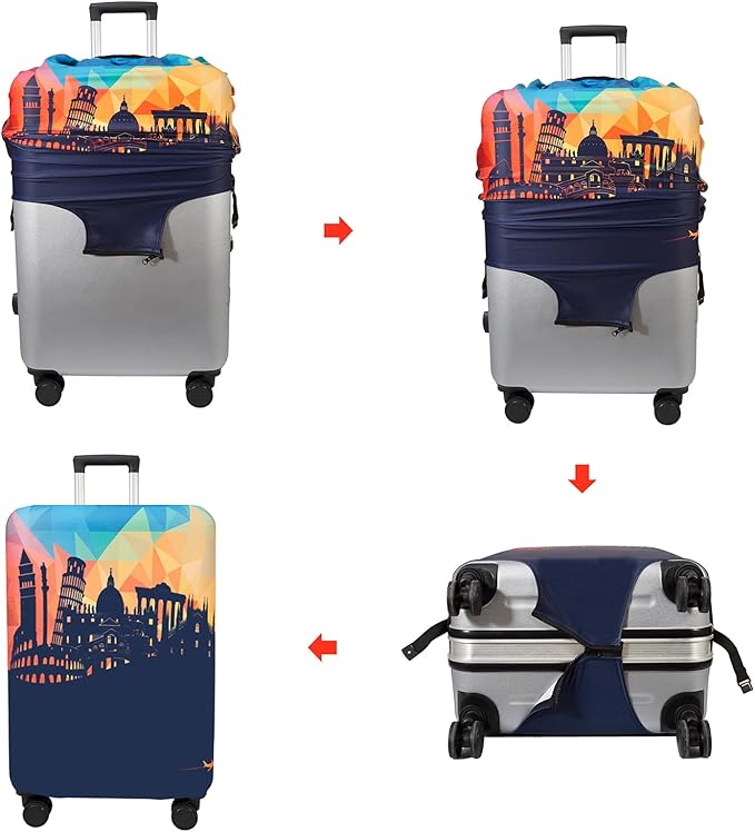 WUJIAONIAO Travel Luggage Cover Baggage Suitcase Cover Protector Skins 18-32 Inch (City, S (for 18-20 inch luggage))