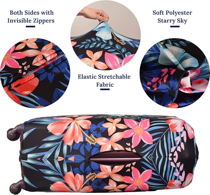 Suitcase Cover, Carry on Luggage Cover Protector - Travel Elastic Spandex Luggage Covers Fits 29 30 Inch Flower