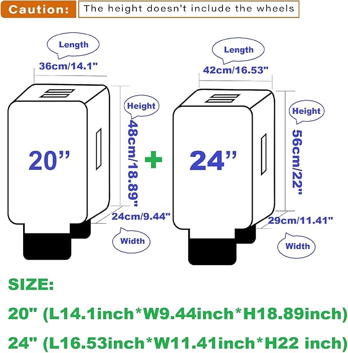 2pcs Clear PVC Suitcase Covers Protectors Transparent Luggage Cover Waterproof Wheeled Suitcase Dust Cover Dustproof Travel Luggage Sleeve Protector 20"+24"(2PCS)