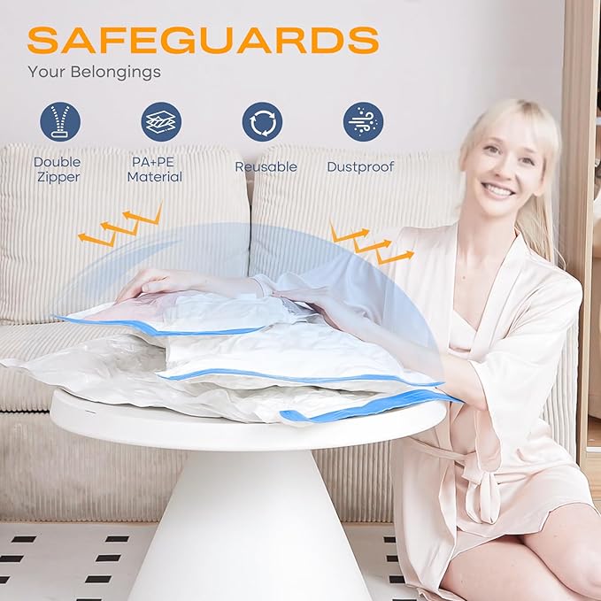 Vacuum Seal Bags for Clothing, 22 Pack Vacuum Storage Bags (4 Jumbo, 4 Large, 4 Medium, 6 Small, 4 Roll) for Clothes Comforters, Travel Space Saver Bag with Compact Electric Pump (2025 Upgrade)