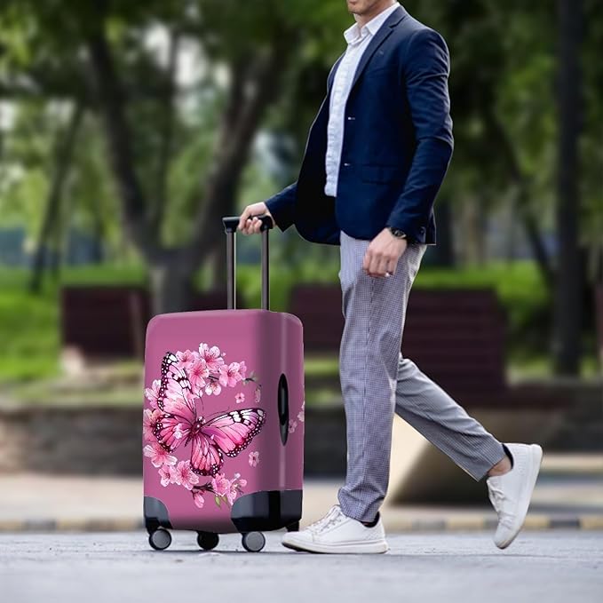 Purple Butterfly Luggage Cover Anti-scratch Baggage Suitcase Protector Fits 30-32 Inch Luggage
