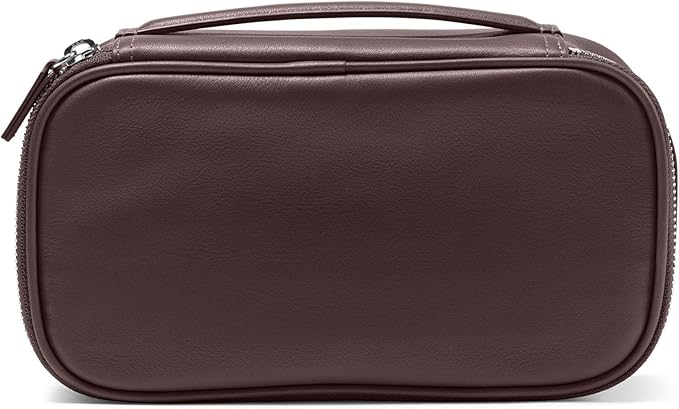 Leatherology Brown Medium Travel Organizer - Zipped mesh storage pocket, elastic loops for organization, metal zipper with leather pull