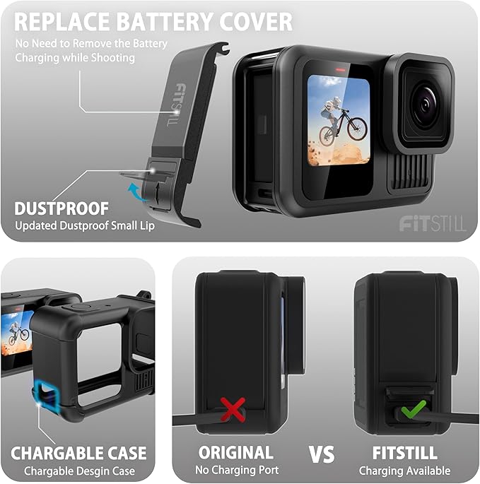 FitStill Carrying Protective Case Include 60M/196FT Underwater Waterproof Shell&Dive Filters&Silicone Case&Screen Protector&Monopod Floating Hand Grip Dive Only fit Go Pro Hero 13 Black Accessory Kit