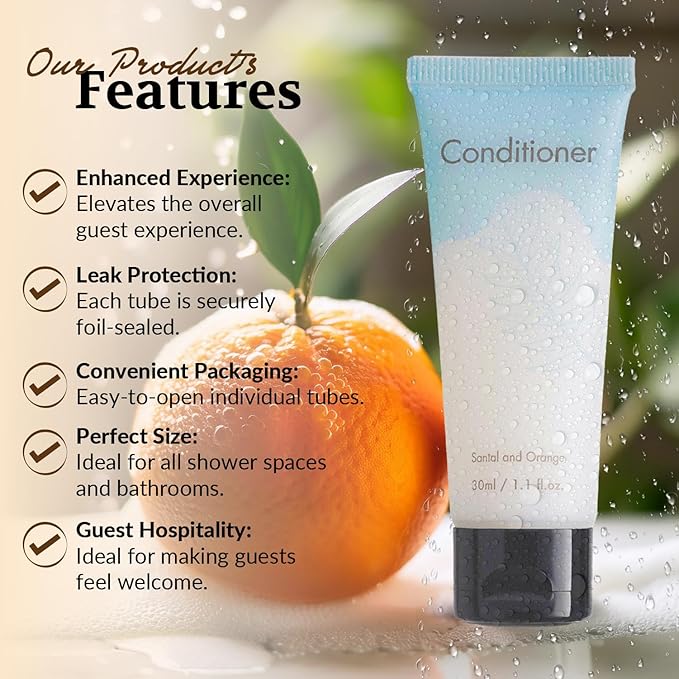 Double Sealed Hotel Conditioner Bulk 100 Pack Individually Wrapped Travel Size Conditioner Aloe and Green Tea Extract Infused Hotel Supplies and Toiletries for Guest
