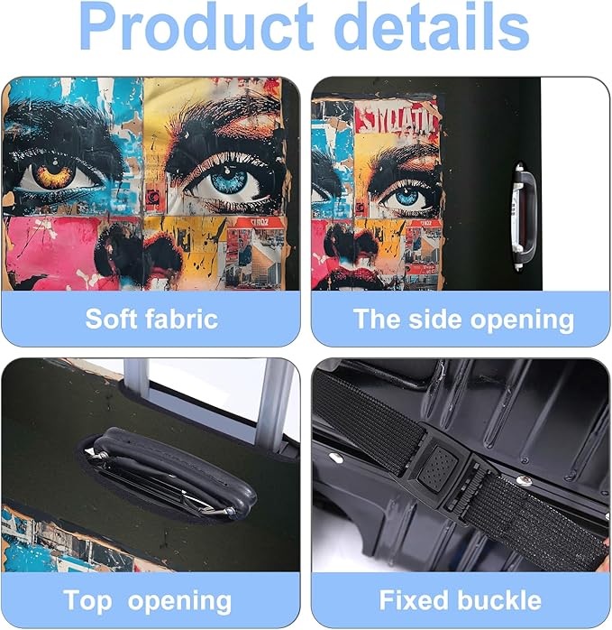 Luggage Cover Washable Suitcase Protector Anti-scratch Suitcase cover Fits 20-34 Inch Luggage (Girl-4, M(24-26inch suitcase))