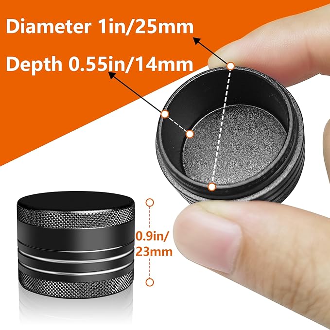 Small Pill Box, Portable Daily Box, Aluminium Alloy Round Container for Pills, Pocket Case (Black)