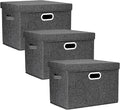 TYEERS Large Collapsible Storage Bins with Lids, Organization Bins for Closet Storage, Clothes Storage, Folding Storage Box with Lids for Home Office Storage - 3 Pack - Black