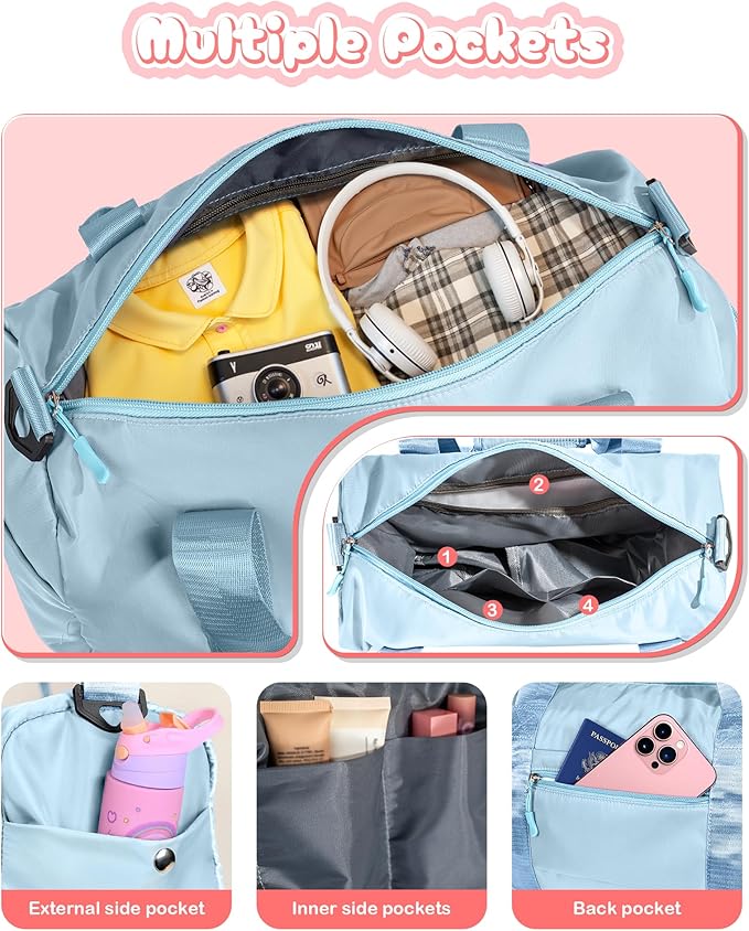 Gifts for Daughter-Girl Gym Bag with Shoe Compartment, Kid Personalized Weekender Overnight Bags, Initial Travel Tote with Makeup Pouch, Gift for Granddaughter Sister Niece (Letter H)