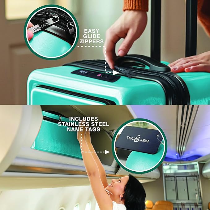 Luggage Sets 3 Piece, 22 Inch Carry on Luggage and 24 Inch Suitcases with Wheels Spinner, Durable Hard Shell Suitcase Set, Expandable Travel Suitcase, Teal