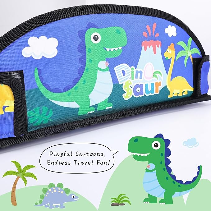 2PCS Kids Travel Tray for Airplane - Toddler Car Seat Table Tray, Road Trip Essentials for Boys & Girls, Carseat Lap Desk for Kids Road Trip Activities (Blue Dinosaur/Purple Mermaid)