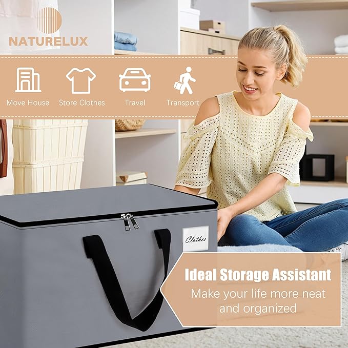 Heavy Duty Moving Bags - Extra Large Packing Bags and Storage Totes, Collapsible and Foldable Option for Moving and Storage, Grey, 93 L - 18 Pack