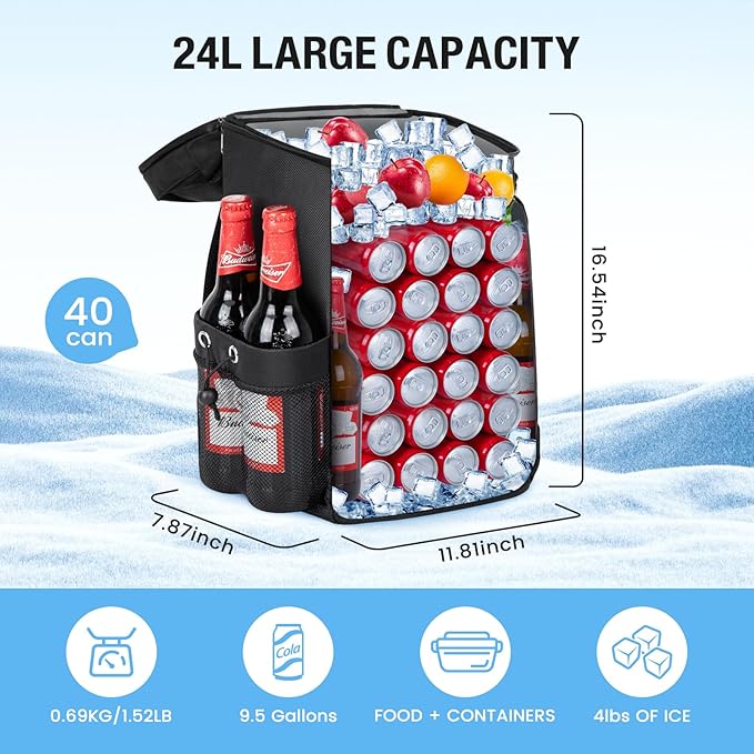Cooler Backpack - 40 Cans Insulated Leak Proof Backpack Cooler Portable Picnic Camping Beach Hiking BBQ Picnic Bag for Men and Women -Blue