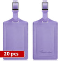 Travelambo Luggage Tags for Suitcases Faux Leather Privacy Protection 20 Pack Bag Tags Travel Accessories Essential, Classic Purple