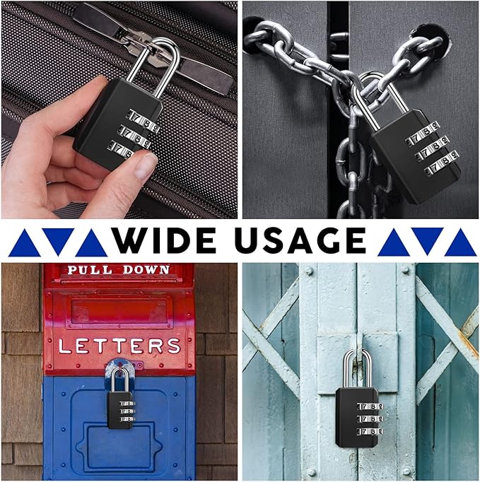 Chumia 16 Pack 3 Digit Combination Lock Small Combo Locks Waterproof Luggage Number Padlock for Backpack Suitcases Traveling Toolbox School Gym Employee Locker