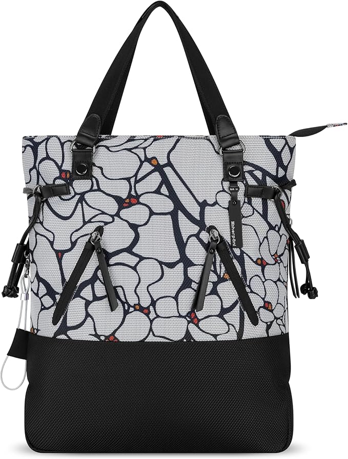 Sherpani Tempest, Anti Theft Convertible Backpack Tote, 14L Travel Backpack, Travel Gifts for Women, Handbags, RFID Protection, Metal Hardware, Fits 15” Laptop (No Sleeve) (Sakura)