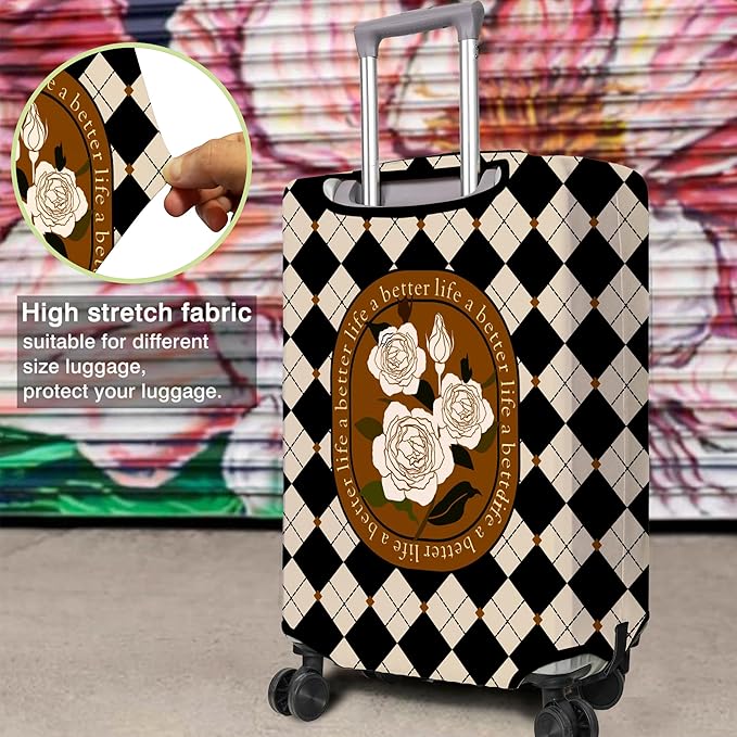 Travel Luggage Cover Suitcase Protector Fits 18-32 Inch Wheel Covers PatternedTravel Related Items Flower Luggage Protector Elastic XL