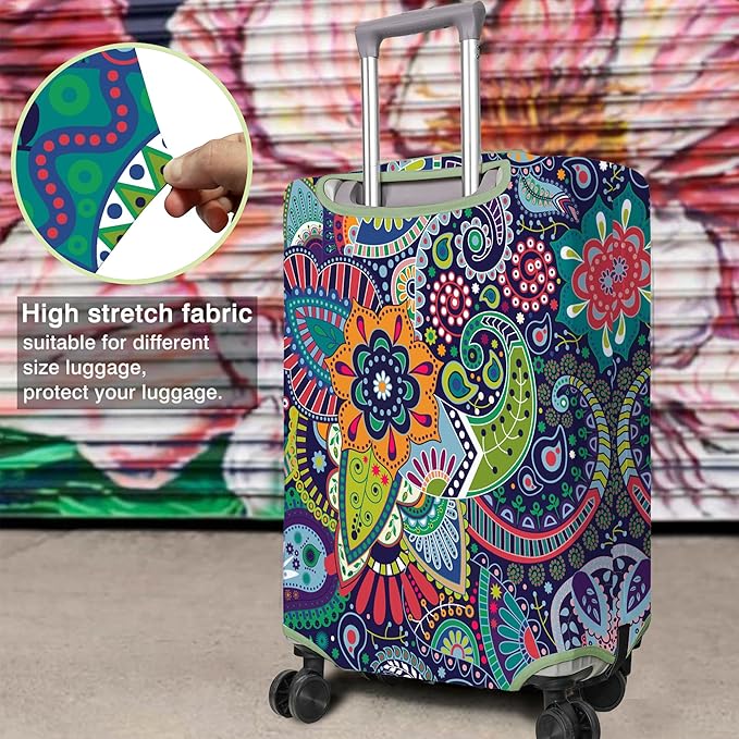 Travel Luggage Cover Suitcase Protector Fits 18-32 Inch Wheel Covers PatternedTravel Related Items Flower Luggage Protector Elastic XL