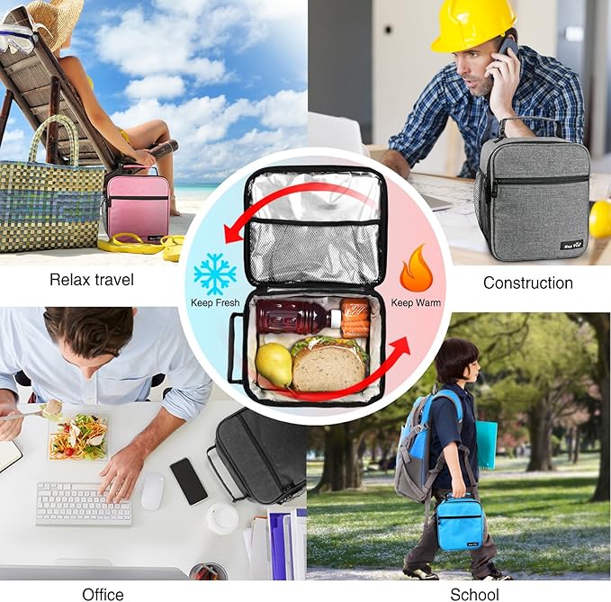 Hap Tim Insulated Lunch Box for Men, Reusable Lunch Bag for Women, Spacious Lunchbox Adult (18654-G)