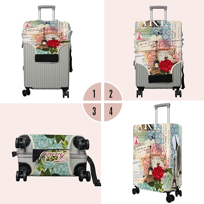 Travel Luggage Cover Suitcase Protector Fits 18-32 Inch Wheel Covers PatternedTravel Related Items Flower Luggage Protector Elastic XL
