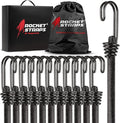 Rocket Straps - Ultimate Outdoor Bungee Cord Assortment - Heavy Duty Set of 12 Bungee Cords (72") Double-J Hooks - Elastic Straps for Camping, Securing, and DIY and Multipurpose