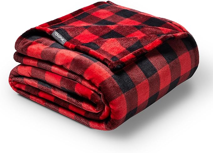 Bare Home Fleece Blanket - Full/Queen - Ultra-Soft Lightweight for Bed, Sofa, and Couch - Luxury Microplush - Cozy Warm Blanket (Full/Queen, Buffalo Plaid - Red/Black)