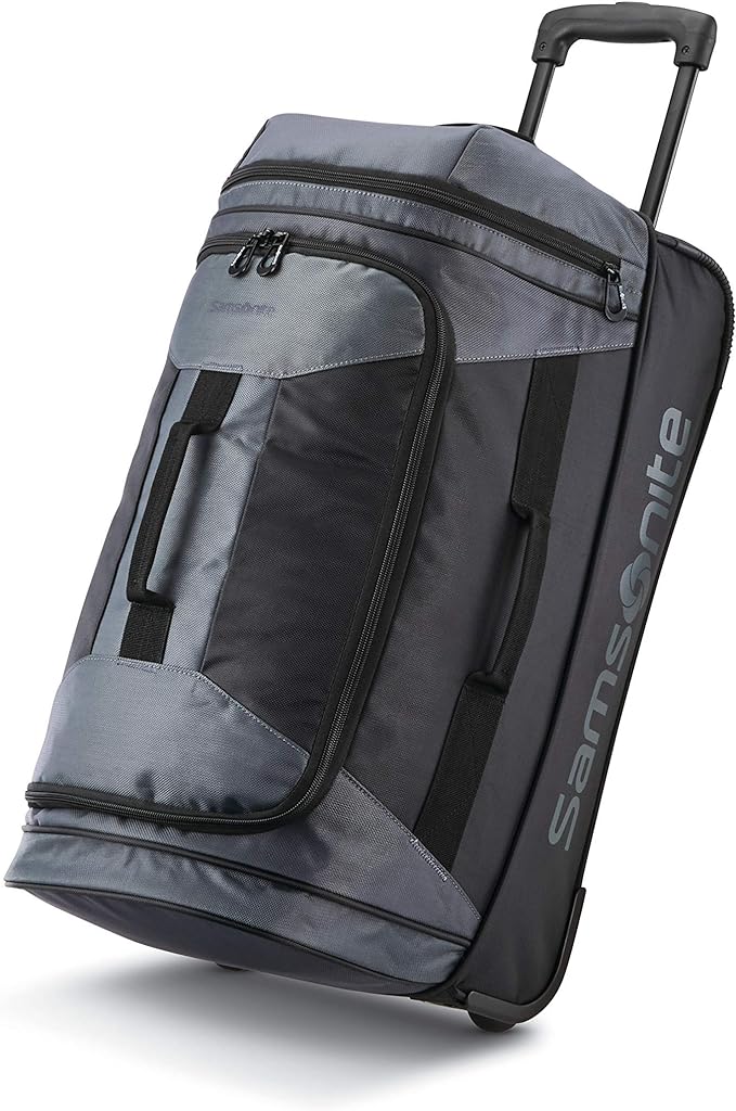 Samsonite Andante 2 Wheeled Duffel Bag – 22-Inch Durable Rolling Luggage with Inline Skate Wheels, Push-Button Handle & Spacious Compartments – Travel-Friendly and Lightweight - Moss Green/Black