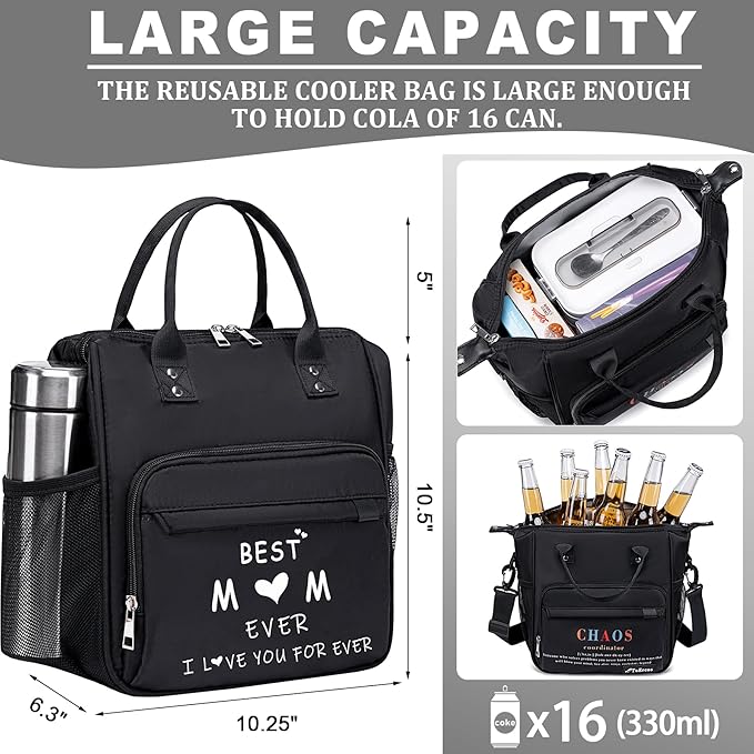 TuErCao Mom Lunch Bag Useful Unique Mother's Day & Birthday Gifts from Daughter Son Husband Insulated Personalized Lunch Box for Work