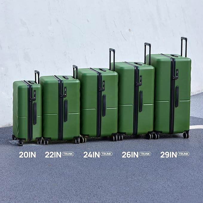 Luggage Sets 2 Piece, Carry On Luggage Airline Approved, Large Checked Trunk Luggage with Smooth Spinner Wheels, Hard Case PC Suitcase Sets, TSA Approved, 20in/29in (Seaweed Green, Hudson)