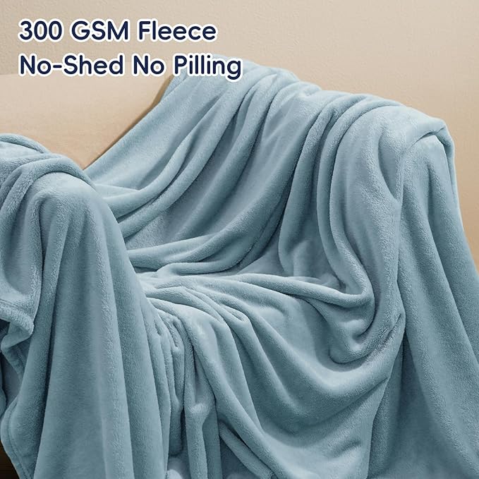 PHF Ultra Soft Fleece Blanket Twin Size, No Shed No Pilling Luxury Plush Cozy 300GSM Lightweight Twin XL Blanket for Bed, Couch, Chair, Sofa Suitable for All Season, 76" x 90", Dusty Blue