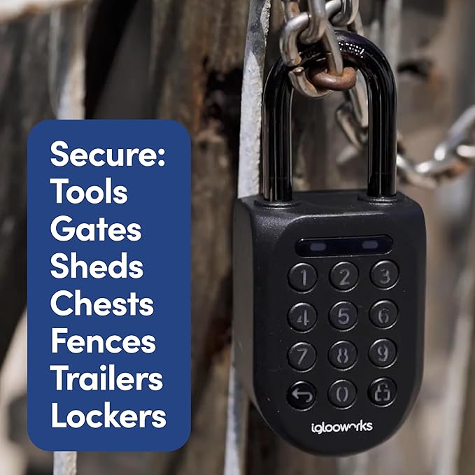 igloohome New Rugged Outdoor Smart Padlock 2E (SP2E) – Manage Access Remotely with Mobile App (iOS/Android) & Dashboard – No WiFi Needed, CEN-3, IK-09 Certified, IP68 Waterproof & 2-yr Warranty
