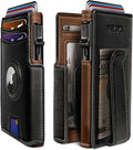 Airtag Wallet for Men,with Money Clip 10 Cards Metal Case Smart Slim Pop Up Credit Card Holder Flip with Magnetic Closure RFID Blocking wallet with Gift Box