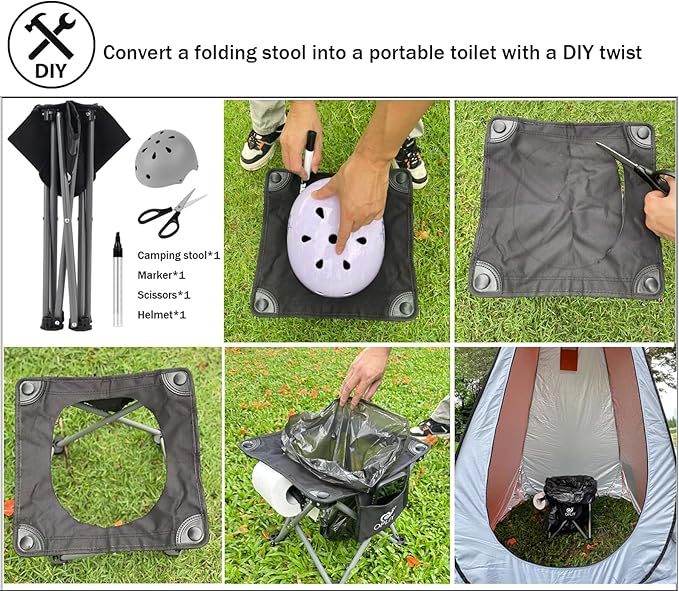 Opliy Camping Stool, Folding Small Chair Portable Camp Stool for Camping Fishing Hiking Gardening and Beach, Camping Seat with Carry Bag (Orange)