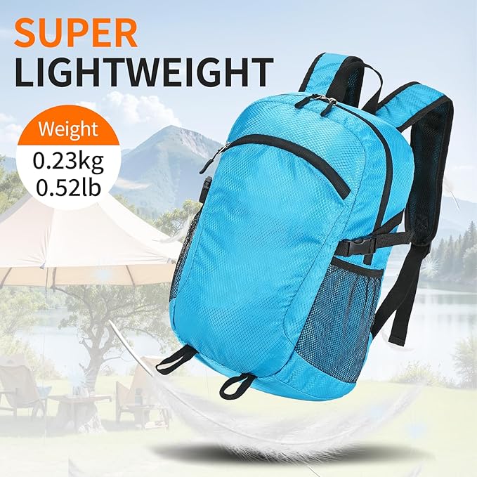 Small Hiking Daypack,15L Waterproof Hiking Backpack Packable Lightweight Travel Day Pack for Women Men (Blue, Small)