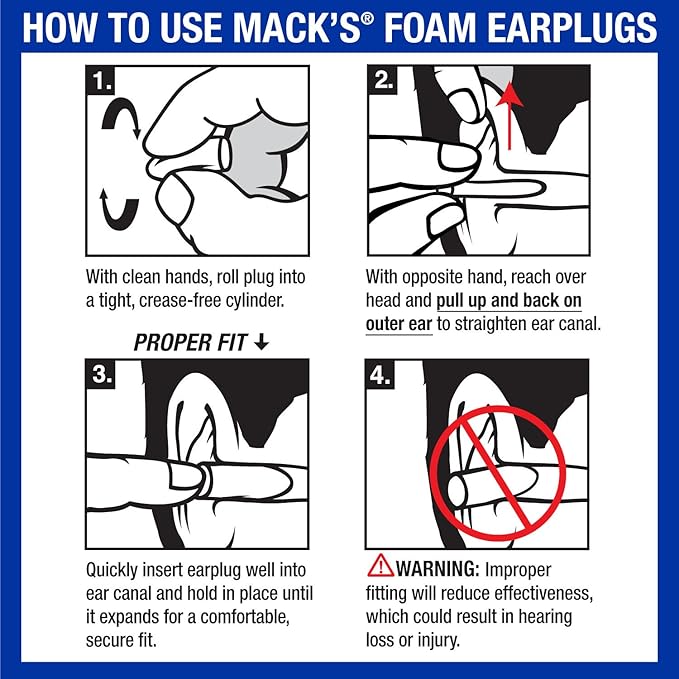 Mack’s Slim Fit Soft Foam Earplugs, 7 Pair with Travel Case – Small Ear Plugs for Sleeping, Snoring, Traveling, Concerts, Shooting Sports and Power Tools | Made in USA