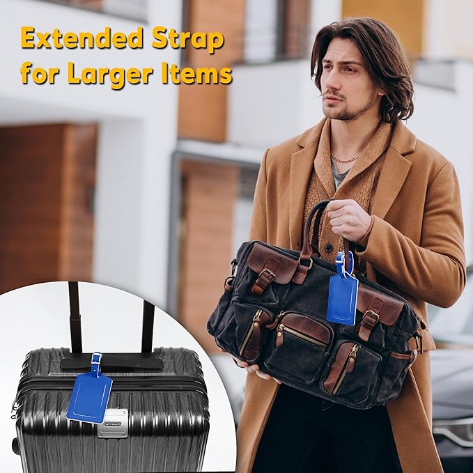Travelambo Luggage Tags for Suitcases Faux Leather Privacy Protection 26 Pack Bag Tags Travel Accessories Essential, Fresh Blue