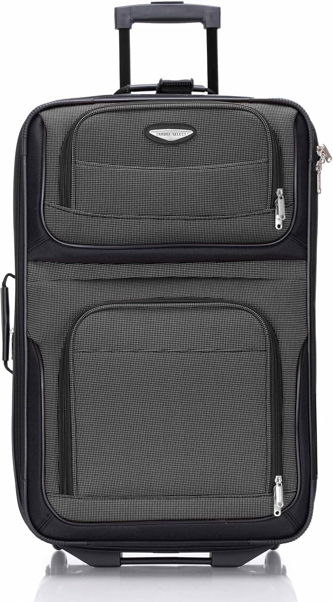 Travel Select Amsterdam 4-Piece Softside Expandable Rolling Luggage Set, Lightweight 2-Wheel Suitcases, Packing Cubes, Travel Tote, Durable Polyester Construction, Gray