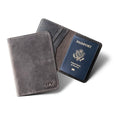 PEGAI Personalized Leather, Passport Holder For Travel | Handmade Passport Wallet Cover Case | Travel Document Holder, Passport Cover for Men, Women, and Family | Pike (Rock Grey)