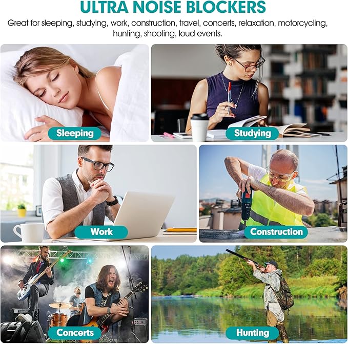 100 Pairs Earplugs for Noise Cancelling Individual Bagged Foam EarPlugs for Sleeping Work Snoring Sound Blocking Construction Loud Noise Reducing Earplugs