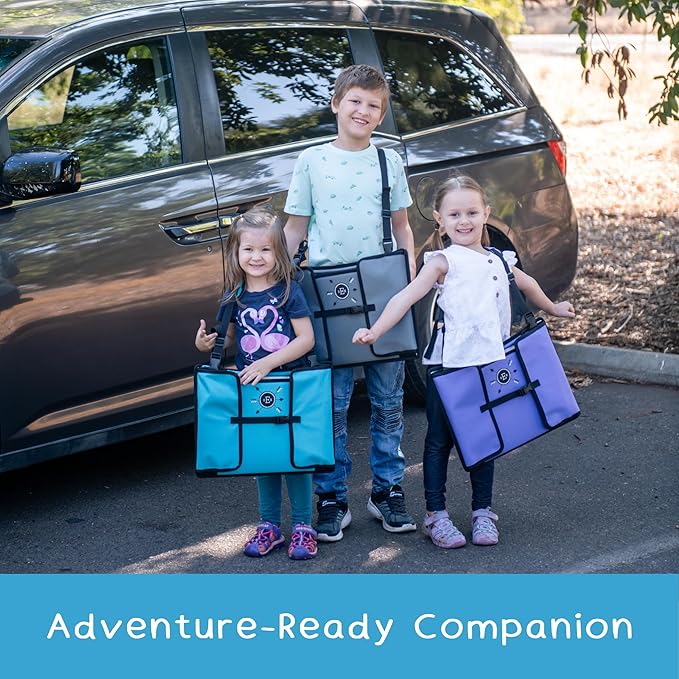 Kids Travel Tray for Car Seat – Teal – The Essential Travel Lap Desk with Removable Tablet Holder, Built-In Storage, and Stabilized Panels, Must Have Car Tray for Kids on Road Trips