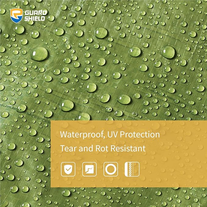 GUARD SHIELD Tarp Green 8x10 Feet Multi Purpose Waterproof Poly Tarp Cover 5mil (2-Pack)