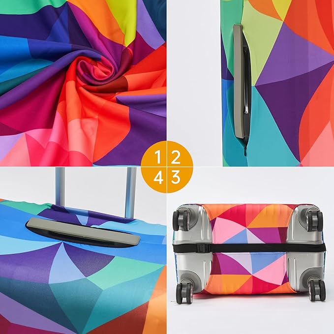 Travelkin Luggage Covers For Suitcase Tsa Approved,Suitcase Cover Protector Fit 18-32 Inch Luggage (Colorful Geometry, XL)