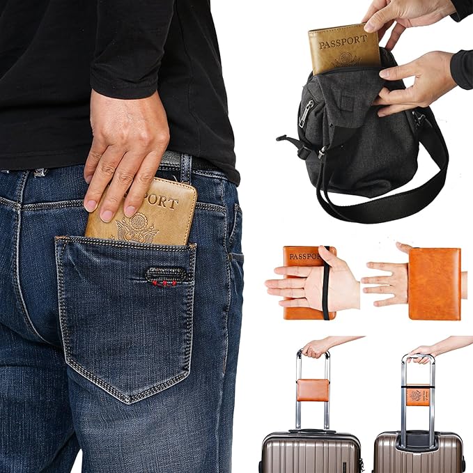 Passport Holder Cover Wallet Travel Essentials RFID Blocking Leather Card Case International Must Haves Travel Accessories for Women Men(101#Earthy Yellow)