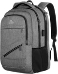 MATEIN Travel Laptop Backpack, 17 Inch Work TSA Approved Carry on Backpack, Large Computer Business Bag for Men Women with USB Port and Trolley Sleeve, College School Rucksack Book Bag, Grey