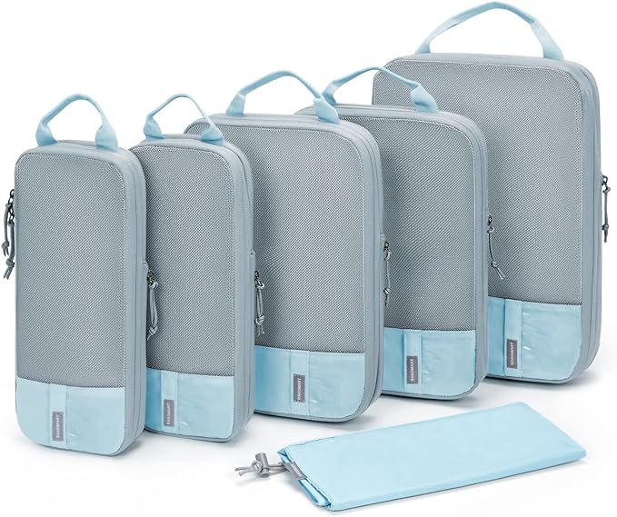 BAGSMART 6 Set Compression Packing Cubes - Lightweight Travel Essentials, Durable Luggage Organizer