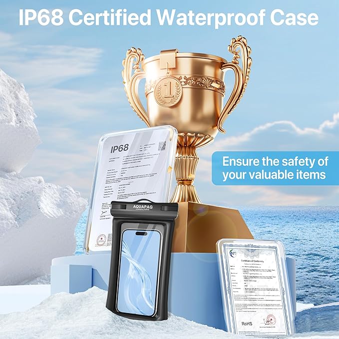 NEPHI IP68 Waterproof Phone Pouch 2 Pack-Up to 7.0"，Adjustable Neck Lanyard Floating Waterproof Phone Case for iPhone,Phone Dry Bags for Vacation Beach Pool Travel Essentials (Black Green 2 Pack)