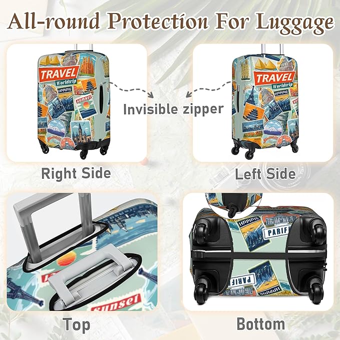 Luggage Cover, Travel Suitcase Covers, Elastic Suitcase Protective Cover, Scratchproof Luggage Protector, Washable Dustproof Trolley Case Protector Fit 22-28 Inch (yb, L（25-28inch suitcase）)