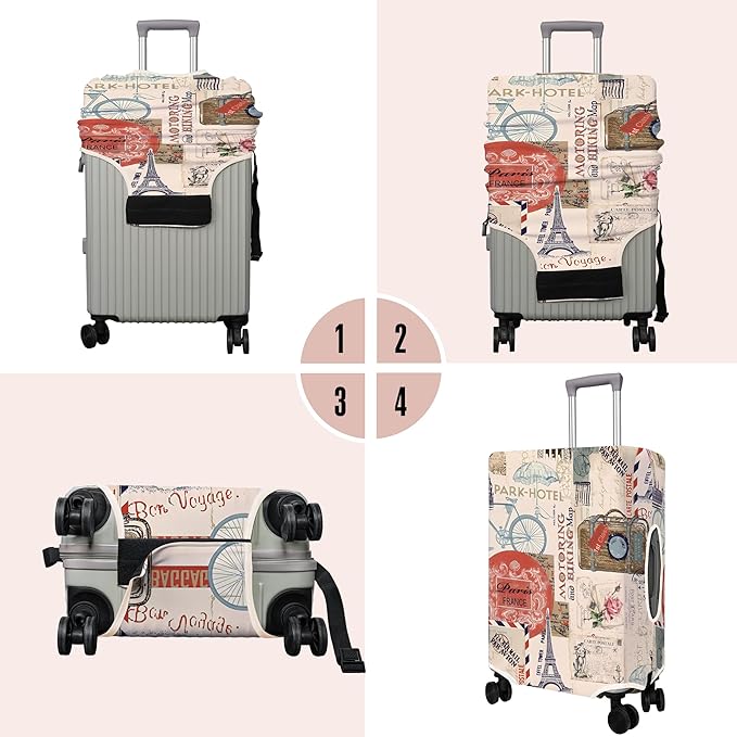 Travel Luggage Cover Suitcase Protector Fits 18-32 Inch Wheel Covers PatternedTravel Related Items Flower Luggage Protector Elastic XL