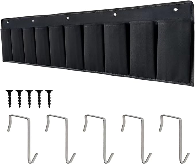 RV Shoe Pockets 10 Pockets Heavy Hanging Bedside Storage Organizer with Sturdy Hooks Storage Pockets Hangs on Bed for Shoes Toys and Tool Accessories