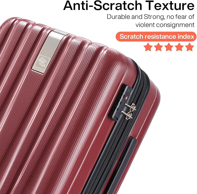 Hanke Luggage Sets 2 piece Carry On Luggage with Wheels PC Hard Shell Suitcases Lightweight Checked Travel Luggage Large Travel Suitcase Woman Men 20/29 Inch （Burgundy）