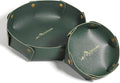 Leather Valet Trays,Premium Catchall Trays,Jewelry Trays, Folding Travel Organizer,Decorative Desk Organizer for RPG Game Players, Office/Home Organization Baskets(2PCS) (Green)